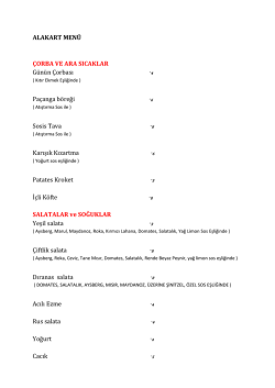 ALAKART MEN&Uuml; &Ccedil;ORBA VE ARA SICAKLAR G&uuml;n&uuml;n &Ccedil;orbası