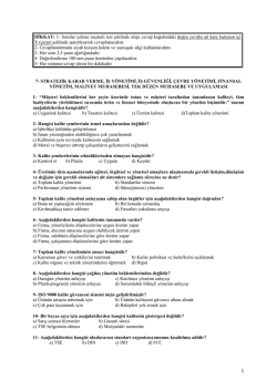 Stratejik Karar Verme, İş Y&ouml;netimi, İş G&uuml;venliği, &Ccedil;evre Y&ouml;netimi