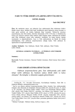 Sait Okumuş-Fars ve T&uuml;rk Edebiyatlarında Hint &Uuml;slubuna Genel Bakış
