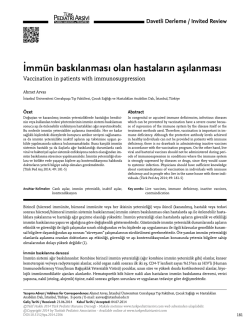 İmm&uuml;n baskılanması olan hastaların aşılanması