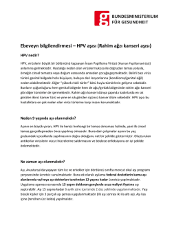 Ebeveyn bilgilendirmesi – HPV aşısı (Rahim ağzı kanseri aşısı)