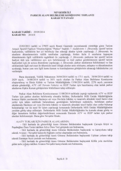 Nevşehir İli Parkur Alanı Belirleme Komisyonu Karar Tutanağı