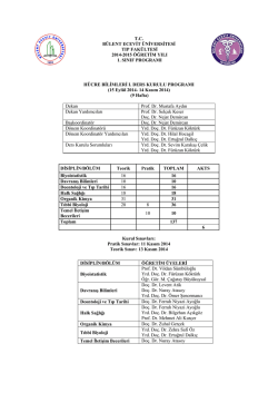 2014-2015 &ouml;ğretim yılı ders programı