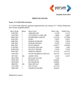İstanbul, 02.01.2015 SİRK&Uuml;LER (2014/09) Konu