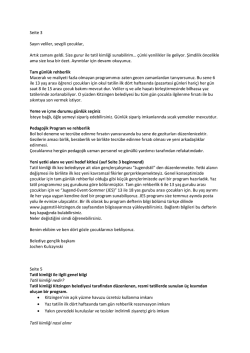 Seite 3 Sayın veliler, sevgili &ccedil;ocuklar, Artık
