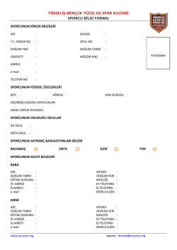 y&uuml;kseliş gen&ccedil;lik y&uuml;cel us spor kul&uuml;b&uuml; sporcu bilgi formu