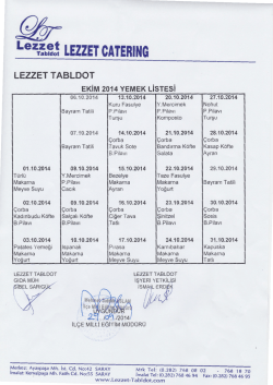 Ekim 2014 Yemek Listesi