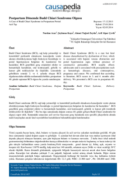 Postpartum D&ouml;nemde Budd Chiari Sendromu Olgusu