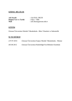 Aslı BAL OKUR - Giresun &Uuml;niversitesi Espiye MYO