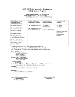 2015 OCAK Ayı Anestezi ve Reanimasyon Kliniği &Ccedil;alışma Programı