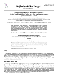 Bağbah&ccedil;e Bilim Dergisi