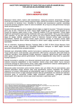 18 ekim d&uuml;nya menopoz g&uuml;n&uuml; - Hacettepe &Uuml;niversitesi Tıp Fak&uuml;ltesi