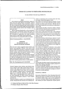 esrar kullanımı ve psikiyatrik bozukluklar