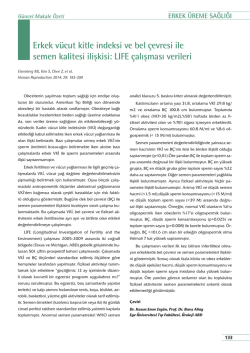 Erkek v&uuml;cut kitle indeksi ve bel &ccedil;evresi ile semen