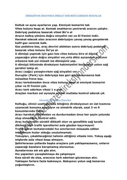 Direksiyon Sınavında Dikkat Edilmesi Gereken Hususlar