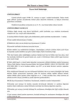 Limited Şirket İşlemleri - Zile Ticaret ve Sanayi Odası