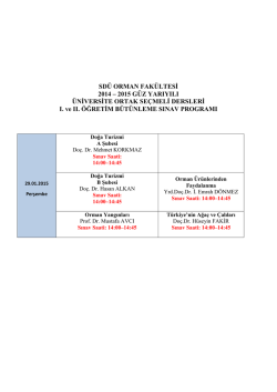 2014 &ndash; 2015 g&uuml;z yarıyılı b&uuml;t&uuml;nleme sınav programı