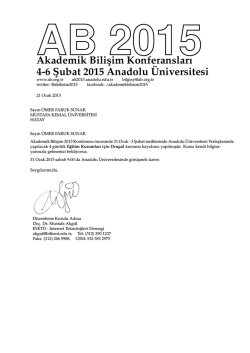 Akademik Bilisim Konferansları 4-6 S&cedil; ubat 2015 Anadolu&uml;Universitesi