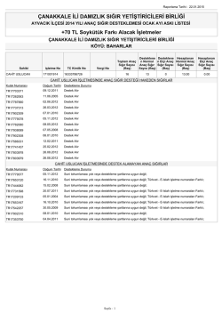 ÇANAKKALE İLİ DAMIZLIK SIĞIR YETİŞTİRİCİLERİ BİRLİĞİ +70 TL