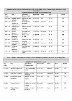 TEZSİZ Y&Uuml;KSEK LİSANS-B&Uuml;T&Uuml;NLEME PROGRAMI-2014-2015