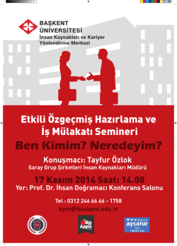 Ben Kimim? Neredeyim? - İnsan Kaynakları ve Kariyer Yönlendirme