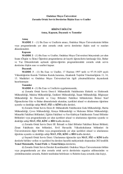 Ondokuz Mayıs &Uuml;niversitesi Zorunlu Ortak Servis Derslerine İlişkin