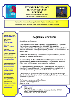 istanbul bostancı rotary kul&uuml;b&uuml; b&uuml;lteni başkanın mektubu