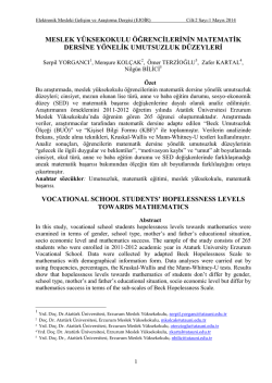 meslek y&uuml;ksekokulu &ouml;ğrencilerinin matematik dersine - E-JOIR