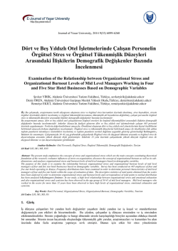 D&ouml;rt ve Beş Yıldızlı Otel İşletmelerinde &Ccedil;alışan Personelin