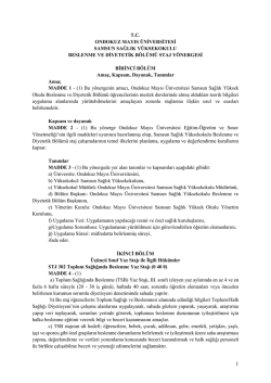 Samsun Sağlık Y&uuml;ksekokulu Beslenme ve Diyetetik B&ouml;l&uuml;m&uuml; Staj