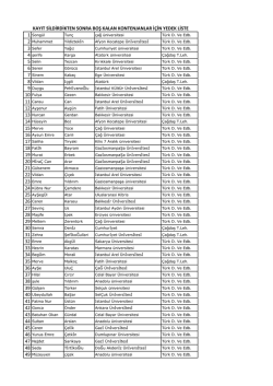 kayıt sildirdikten sonra boş kalan kontenjanlar i&ccedil;in yedek liste