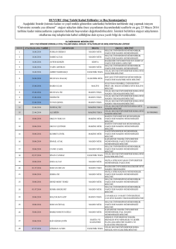 DUYURU (Staj Talebi Kabul Edilenler ve Boş Kontenjanlar