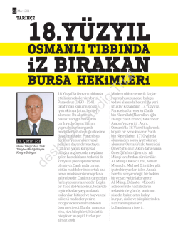 18. y&uuml;zyıl osmanlı tıbbında iz bırakan bursa