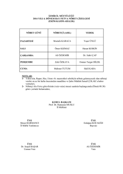 2014 Yılı 4. Dönem Bay Alo Fetva Nöbet Çizelgesi