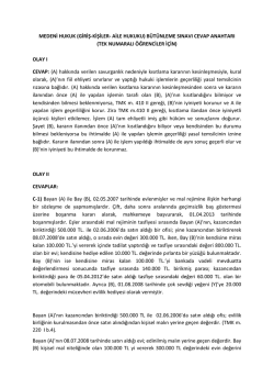 (giriş-kişiler- aile hukuku) b&uuml;t&uuml;nleme sınavı cevap anahtarı (tek)