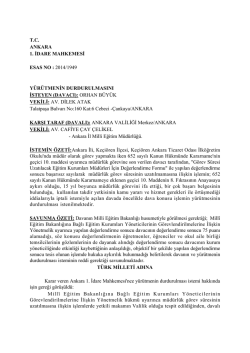 İlgili y&uuml;r&uuml;tmeyi durdurma kararı i&ccedil;in tıklayınız - T&uuml;rk Eğitim-Sen