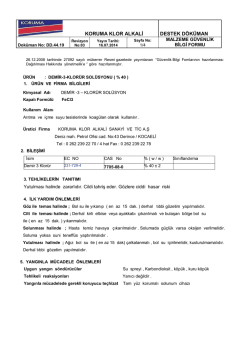 G&uuml;venlik Bilgi Formu