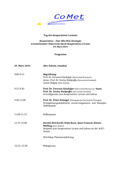 Themenvorschlag/Tag des kooperativen Lernens (MAR, BUL, IST