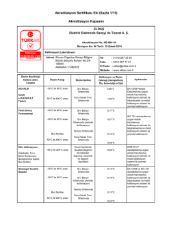 Akreditasyon Sertifikası Eki (Sayfa 1/15) Akreditasyon Kapsamı