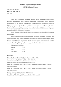Programlama Kılavuzu - Endüstri Mühendisliği Bölümü