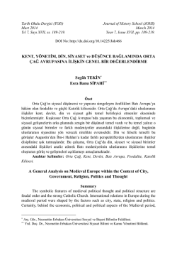 KENT, Y&Ouml;NETİM, DİN, SİYASET ve D&Uuml;Ş&Uuml;NCE