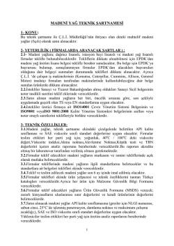 MADENİ YAĞ TEKNİK ŞARTNAMESİ 1