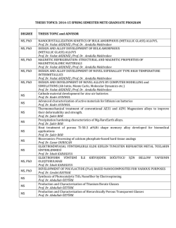 THESIS TOPICS: 2014-15 SPRING SEMESTER METE GRADUATE