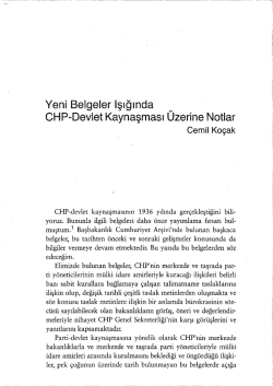 Koçak, Cemil, "Yeni Belgeler Işığında CHP-Devlet