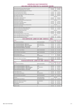 2014- 2015 Eğitim-&Ouml;ğretim Yılı Akademik Takvim