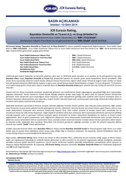 PRESS RELEASE - JCR Eurasia Rating