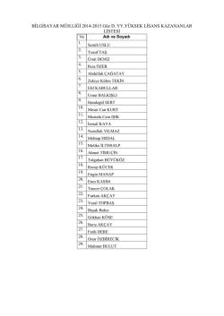 BİLGİSAYAR M&Uuml;H.LİĞİ 2014-2015 G&uuml;z D. YY.Y&Uuml;KSEK LİSANS