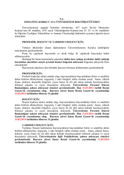 &Ouml;ğretim &Uuml;yesi İlan Metni İ&ccedil;in Tıklayınız