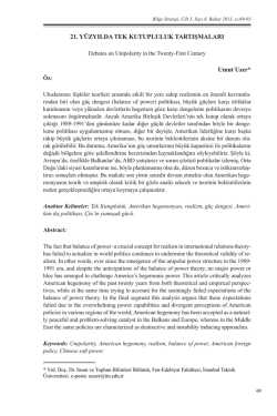 21YUZYILDA TEK KUTUPLULUK TARTISMALARI