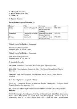 &Ouml;zge&ccedil;miş (CV) - İstanbul Yeni Y&uuml;zyıl &Uuml;niversitesi